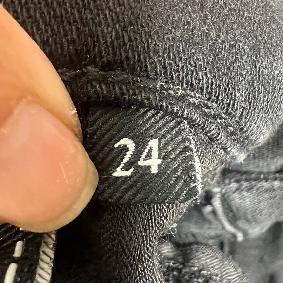 7 FOR ALL MANKIND Cut-Off Jean Shorts Mid Rise Frayed Hem Denim Black Size 24 - Picture 6 of 8